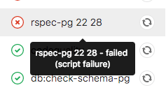 A pipeline graph showing a failed job and the failure-reason.